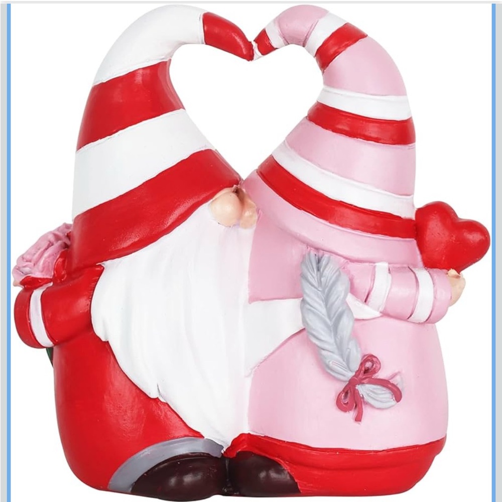 Festive Gnome Couple with Heart - Red and Pink
